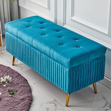Imagem de Banqueta Ottomans para pés com banco de pés de armazenamento oculto estofado com pernas de metal - banco de cabeceira de cama, banco de janela para sala de estar quarto/cor 2/80 x 40 x 45 cm