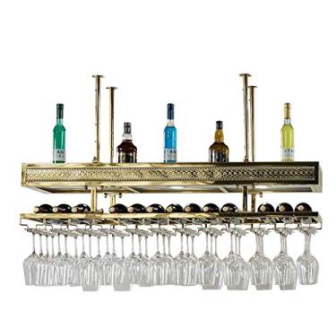 Imagem de Bar europeu rack de vinho rack de vinho rack de vinho aço inoxidável pendurado em casa de cabeça para baixo (cor: tamanho A: 80 * 35 cm)