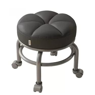 Imagem de Banqueta de rolamento baixo com rodas de 360°, cadeira móvel de baixa altura, banquinho curto com rodas para garagem, loja, escritório em casa (preto) (laranja) (preto)