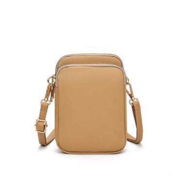 Imagem de Bolsa tiracolo feminina, linda carteira para celular, bolsa transversal para smartphone, Caqui, Large