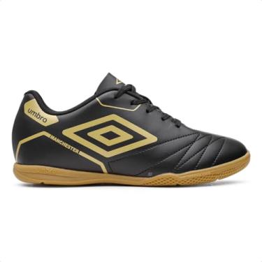 Imagem de Chuteira Futsal Umbro Manchester Jr (Preto/Dourado, BR, Criança de 9 a 12 anos, Numérico, 32)