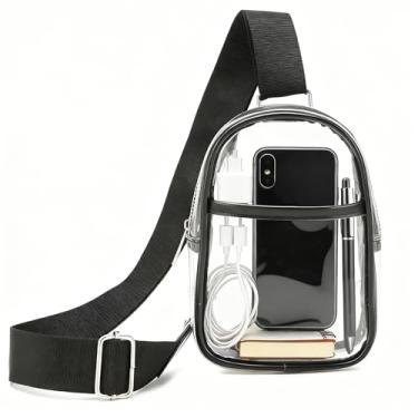 Imagem de Cranviech Presente para homens e mulheres com alça de ombro ajustável, bolsa transversal transparente para eventos em estádios, bolsa transparente para shows e esportes