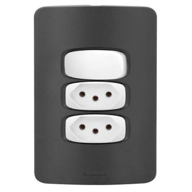 Imagem de Conjunto 1 Paralelo + 2 Tomadas 20A - Gracia Black / Branco - Alumbra