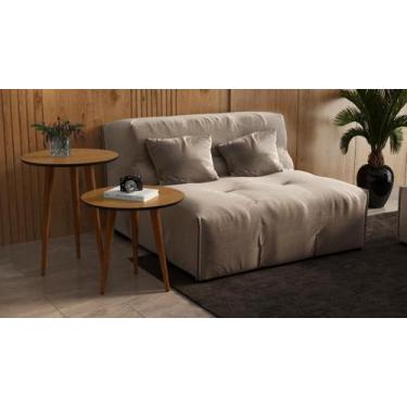 Imagem de Kit 2 Mesas Lateral E Apoio Redonda Pés Palito Freijó/Preto - Comprar 