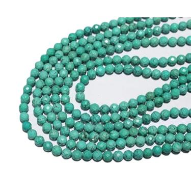 Imagem de Lady Works Fio de pedra natural howlita turquesa de 33 cm, contas facetadas redondas de 8 mm para fazer joias DIY | Beads_04767