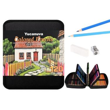 Imagem de Yucanuva 120 lápis de colorir para adultos, conjunto de lápis de cor à base de óleo com estojo com zíper, borracha e apontador, lápis de colorir para adultos, iniciantes, artistas