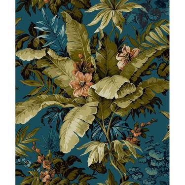 Imagem de Papel de Parede Muse Folhagem Verde e Azul A55801