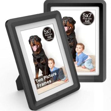 Imagem de vilkok Porta-retrato com tapete de 12 x 17 cm, instalação em 5 segundos sem ferramentas, molduras de design de segurança sem metal, molduras leves vêm em 8 cores para decoração de casa, casamento e