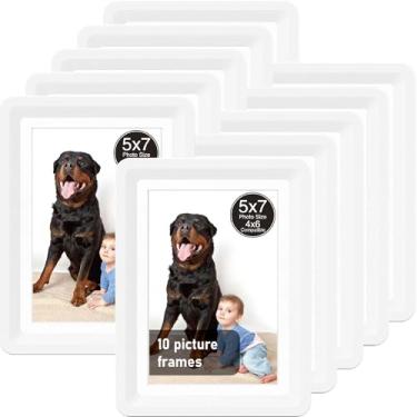 Imagem de vilkok Porta-retrato com tapete de 12 x 17 cm, instalação em 5 segundos sem ferramentas, molduras de design de segurança sem metal, molduras leves vêm em 8 cores para decoração de casa, casamento e