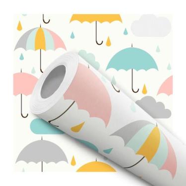 Imagem de Papel de Parede Adesivo Guarda Chuva Colorido Infantil Bebê Moderno Qu