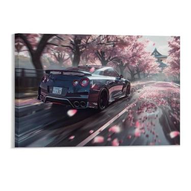 Imagem de HouLaiZhe R35 Carro Esportivo Flor de Cerejeira Posters Tela Estética Sala Decoração de Parede Impressões Galeria Sala Decoração de Parede para Quarto Sala de Estar Escritório 11 x 17 polegadas (28 x