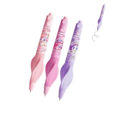 Imagem de GZBABY Canetas apagáveis, 3 peças, caneta de gel apagável com aderência macia, tinta preta de 0,5 mm, corrigindo a postura da escrita (cavalo)