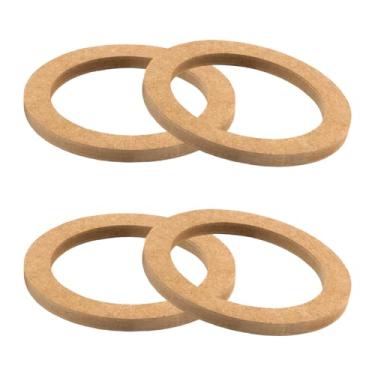 Imagem de MTRPS 4 anéis espaçadores de madeira para alto-falante, suporte de montagem de alto-falante estéreo MDF de 16,5 cm, adaptador universal de anéis de madeira para subwoofer para a maioria dos carros