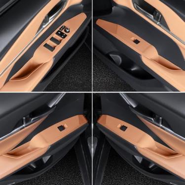 Imagem de Temmis Capa de painel de interruptor de janela de porta de carro 4 peças para Toyota Camry 2018-2025, acessórios de decoração de interiores automotivos kit de estilo de silicone para acabamento de