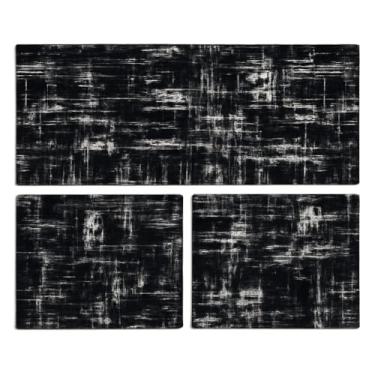 Imagem de Jogo Passadeira Tapete Para Cozinha Antiderrapante 3 Peças Moderno Cores Diversas(Obra Arte Preto)