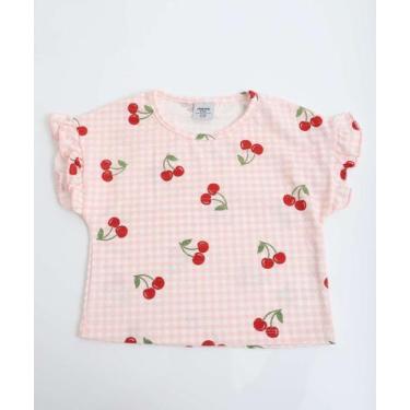 Imagem de Blusa Infantil Cereja Xadrez Marisa Tam 1 a 3 Rosa-80136, Rosa, 1