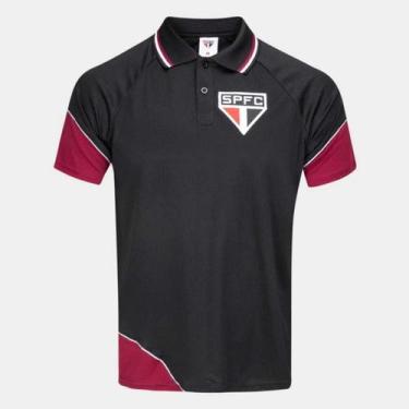 Imagem de Camisa Polo São Paulo Gallery Masculina - Preto e Bordo - Spr, P