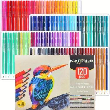 Imagem de Conjunto De Lápis De Cor Premium De 72/120 Cores Com Ponta Macia Quali