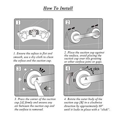 Imagem de Barra de apoio de segurança com ventosa com suporte forte, corrimão antiderrapante, uso em banheiro e cozinha