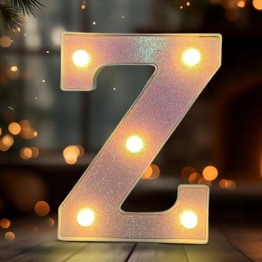 Imagem de Letreiro de LED com letra Z, sinal iluminado do alfabeto para decoração de casa, decorações de festa de casamento de aniversário - Z rosa