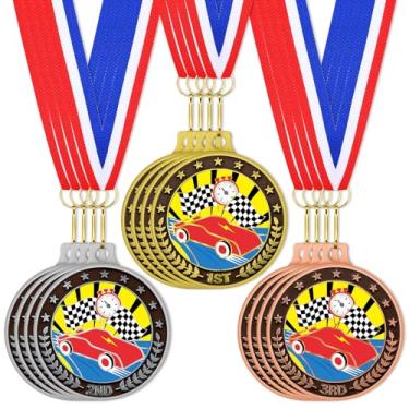 Imagem de Huquary 12 medalhas de prêmio a granel com fita de pescoço Medalha Esportiva de 5 cm Troféu Ouro Prata Medalha de Bronze Prêmio para Torneios de Equipe Participação em Competições Escolares Lembranças