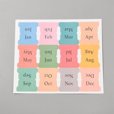 Imagem de 10 peças de abas mensais para agendas, calendário, divisórias mensais, adesivos de etiquetas para agendas, cadernos, agendas, páginas de pastas de assunto, colorido, 121 x 141 x 0,3 mm