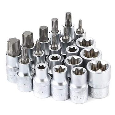 Imagem de Tbest 19 Unidades 12 pol. Drive Star Hex Socket Bit Kit E Tipo Masculino Feminino Conjunto de Manga de Chave Sextavada Ferramenta de Reparo de Carro Em Aço Cromo Vanádio de Alta