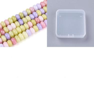 Imagem de Cerca de 155 ~ 159 peças/fio Rondelle contas de vidro imitação de pedras preciosas espaçadoras soltas para fazer joias, pulseira, colar, brinco, artesanato, 8 x 5 mm, verde roxo