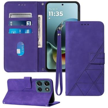 Imagem de Moment Dextrad Capa carteira para Moto G Play 2026, compartimentos para cartão, alça de pulso, proteção interna de telefone TPU, capa flip de couro PU para Moto G Play - 2026 (roxa)