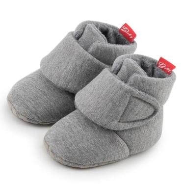 Imagem de Botas de bebê, chinelos quentes e aconchegantes para bebês, sapatos para ficar na meia, fáceis de colocar, presentes unissex, botas macias antiderrapantes ajustáveis para recém-nascidos para meninos e