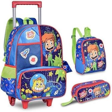 Imagem de Kit Mochila De Rodinhas Estojo E Lancheira Gato Galactico
