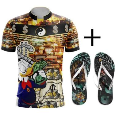 Imagem de Kit Combo Camisa Tio Patinhas Notas 100+ Chinelo Da Quebrada - 3F Spor