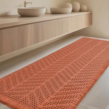 Imagem de Tapete de banheiro extra grande, tecido boêmio, moderno, absorvente antiderrapante, tapetes de banheiro ultramacios, tapetes de banho de malha laváveis à máquina com espinhas de peixe para banheiro