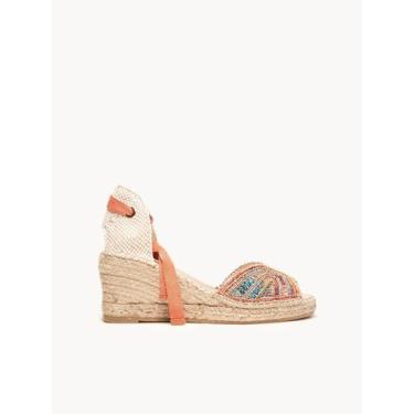 Imagem de Sandália Anabela Média Lirio Ráfia Laranja, Laranja, 37