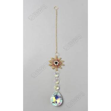 Imagem de Pingentes de cristal de floco de neve, sinos de vento, octógono, gota, pingentes, carrilhão de vento, para decoração de jardim, interior, exterior, presente, 30 cm