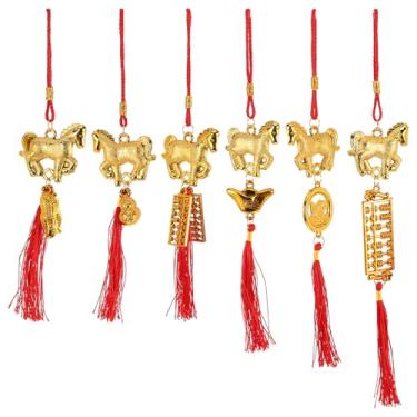 Imagem de MAGICLULU Decorações de ano novo chinês, 6 pingentes de borla vermelha para o ano 2026 do cavalo, enfeites de pendurar da sorte para escritório, casa, decoração de festival de primavera