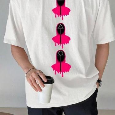 Imagem de Blusa Larga Round 6 Branca Unissex Jogo do Polvo Estampa Guardas Verme