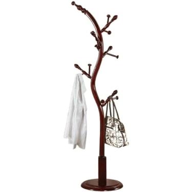 Imagem de Suporte para chapéu, prateleiras de armazenamento, haste padrão, multifuncional, cabide de madeira de bétula, cabide de chão, cabide para quarto, poste único, suporte para roupas, trilho