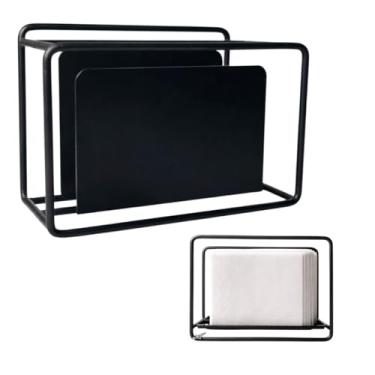 Imagem de Porta Guardanapo de mesa em ferro preto elegante 13x10cm