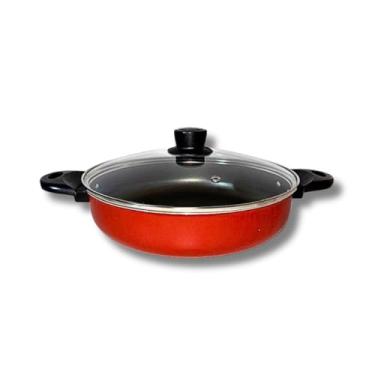 Imagem de Frigideira Panela Wok De CerâMica Antiaderente N24 Para InduçãO Gal Com Tampa(Vermelho)