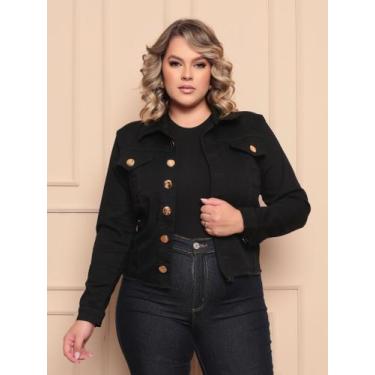 Imagem de Jaqueta Jeans Plus Size Feminina com Elastano - BELLAMARI JEANS, G4