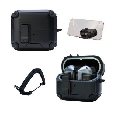 Imagem de Capa Protetora Airtrek Nerdcase para Samsung Galaxy Buds 3, Buds Pro 3, Buds3 FE, Suporte Adaptado, Preto