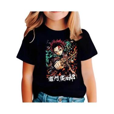 Imagem de Camiseta Infantil Demon Slayer Anime Cartoon De Manga Curta Para Menin