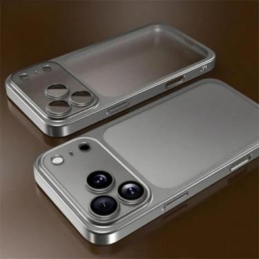 Imagem de Capa rígida de policarbonato transparente fosca com acabamento eletroplaqueado para iPhone 17 Air 16 15 Pro Max, para homens e mulheres (para iPhone 17/Prata)