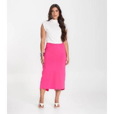 Imagem de Saia Feminina Midi Infinita Cor Rosa, GG, Rosa