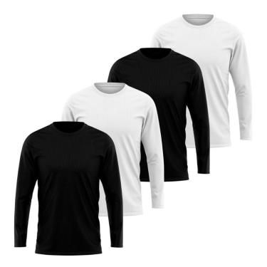 Imagem de Kit 4 Camisetas Manga Longa Segunda Pele Masculina Lisa Dry Academia Fit-Masculino