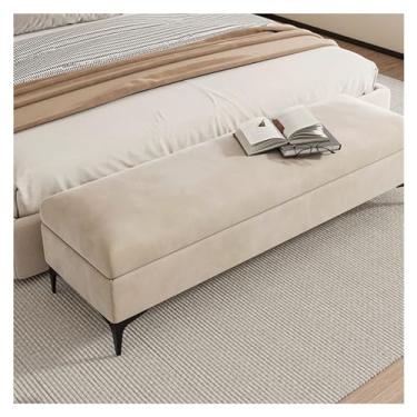 Imagem de Otomano de armazenamento no final da cama, banco de armazenamento para quarto na extremidade da cama, descanso de pés otomano com caixas de armazenamento, otomano com armazenamento para sala de estar