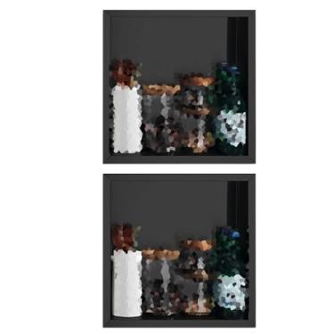 Imagem de Nicho de chuveiro de aço inoxidável 304 embutido para banheiro, armários de armazenamento de decoração de metal, divisória de prateleira de parede para quarto de hotel (preto, 39 x 39 x 12 cm - 15 x