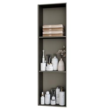 Imagem de Nicho horizontal de aço inoxidável prateleira única suporte de TV de metal acabamento embutido adequado para prateleiras de banheiro sala de estar jardim sala de estar (cor: cinza, tamanho: 28 x 90 x