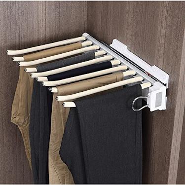 Imagem de Rack retrátil para pendurar no armário - cabide e organizador de calças que economizam espaço, solução de armazenamento de toalhas e lenços montados na lateral, perfeita para gerenciamento eficiente